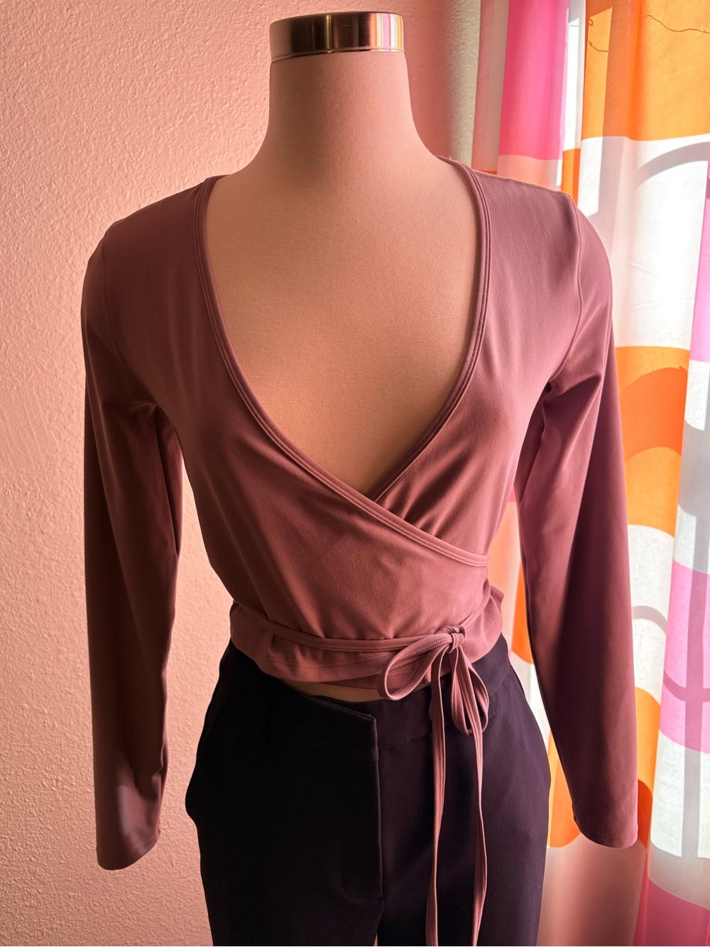 Lululemon Wrap Front Long Sleeve Top in Mauve